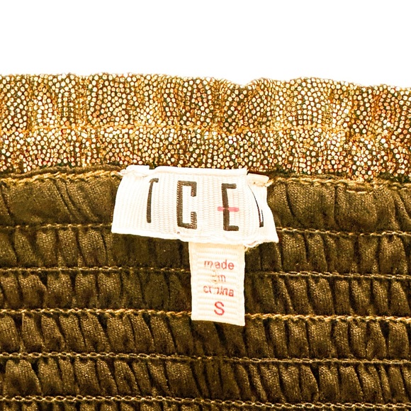 TCEC Smocked Metallic Swing Shorts - Gold - Size Small - Picture 3 of 4